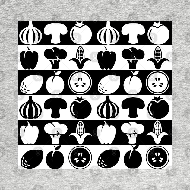 Vegetables in blackandwhite graphic pattern by marina63